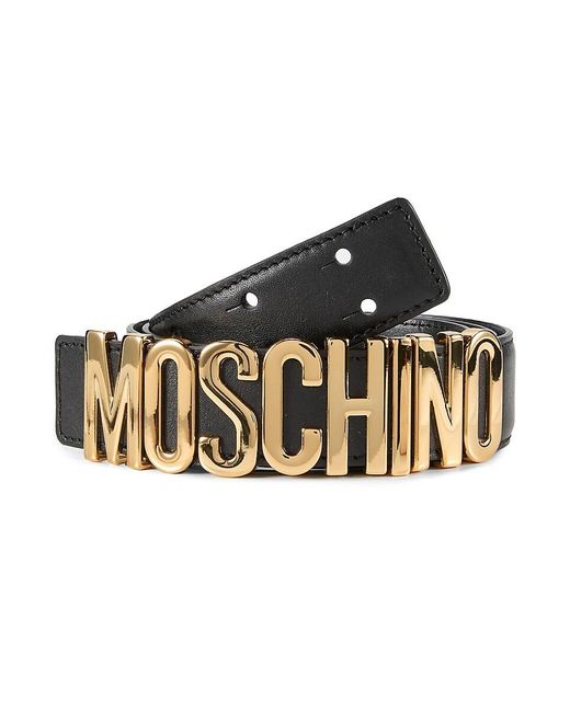 Moschino Black Logo Buckle Leather Belt for men