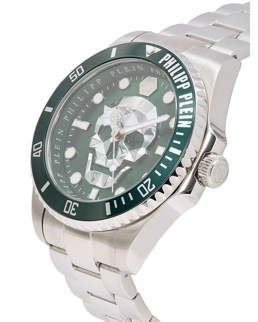 Philipp Plein Gray The $kull Diver 44mm Stainless Steel Bracelet Watch for men