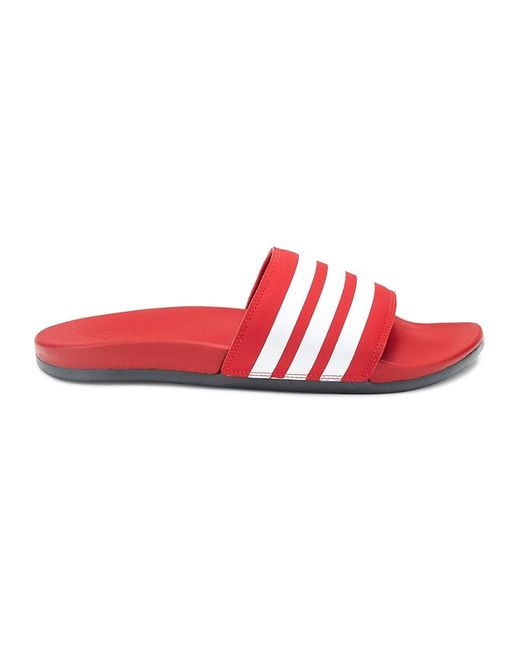 Adidas Red Adilette Comfort Striped Slides for men