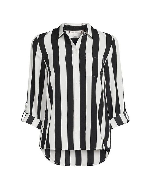 Tommy Hilfiger Stripe Roll Tab Button Down Shirt in White Lyst