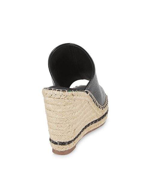 Karl Lagerfeld Black Carina 95mm Leather Wedge Espadrille Sandals