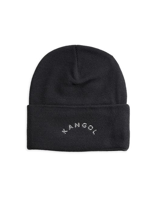 Kangol Black Logo Cuff Beanie for men