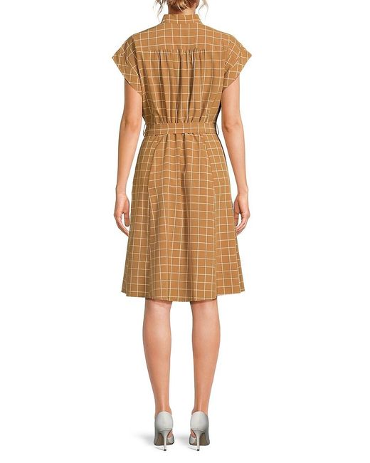 Calvin Klein Natural Checked Belted Dress