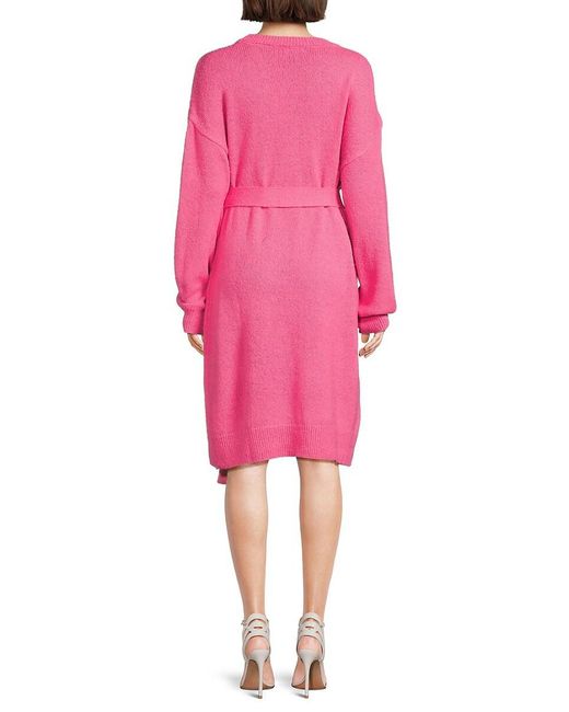 Saks Fifth Avenue Pink Belted Knit Midi Dress