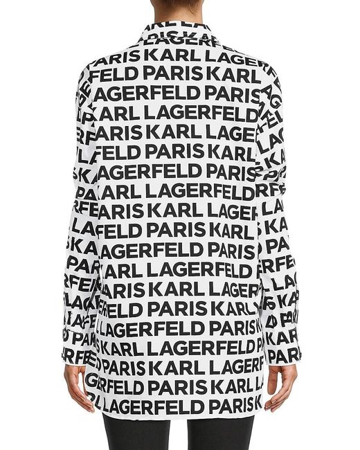 Karl Lagerfeld White Logo Drop Shoulder Shirt