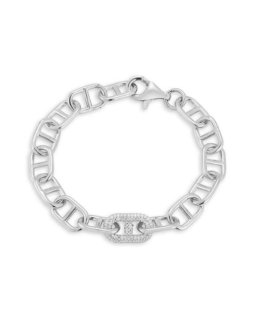 Sphera Milano White Rhodium-Plated Sterling & Cubic Zirconia Mariner-Link Bracelet