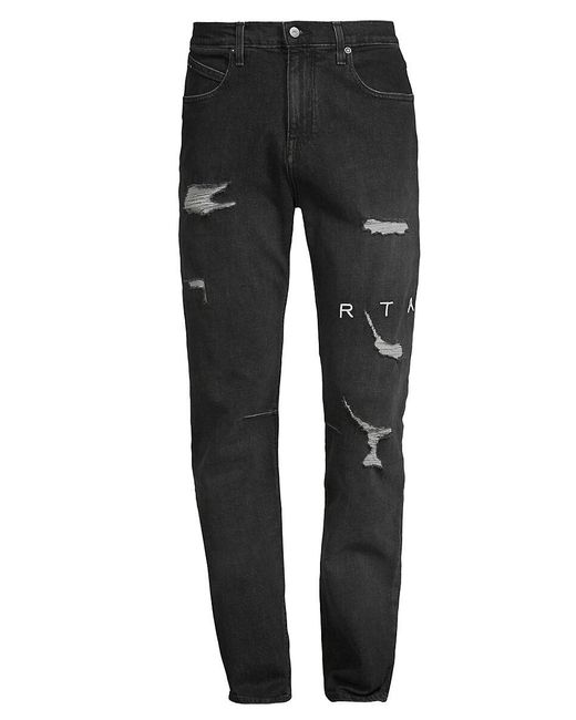 RTA Black Slim Fit Distressed Jeans for men