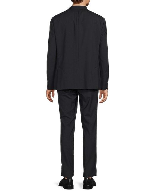 Calvin Klein Black Mini Grid Wool-Blend Two-Button Slim-Fit Suit for men