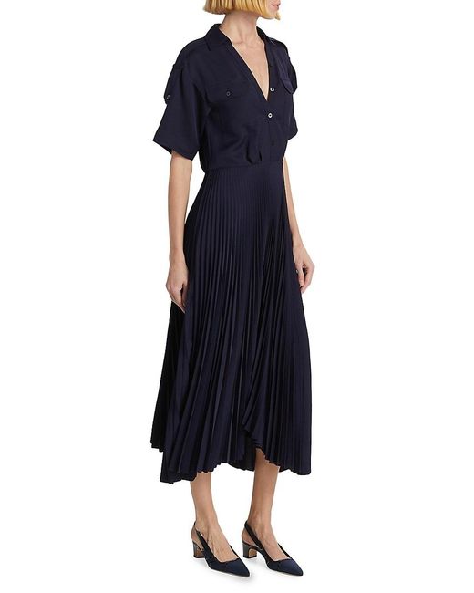 A.L.C. Blue A. L.C. Liam Pleated Midi-Dress