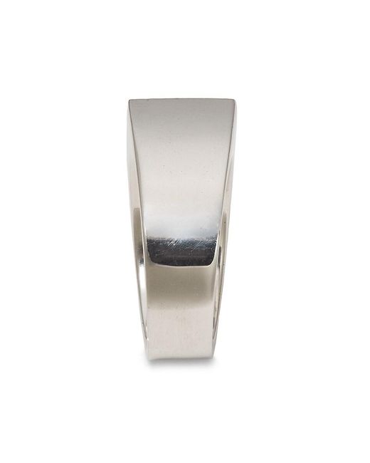 Tateossian White Sterling & Ebony Wood Inlay Rectangular Ring for men