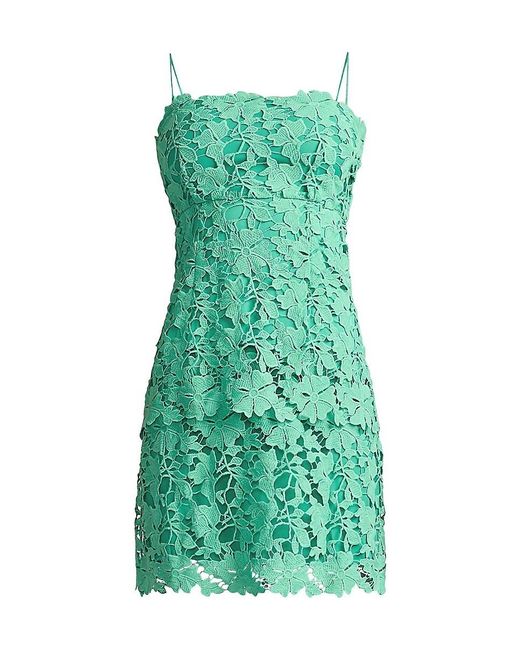 Zac Posen Green Tiered Guipure Lace Minidress