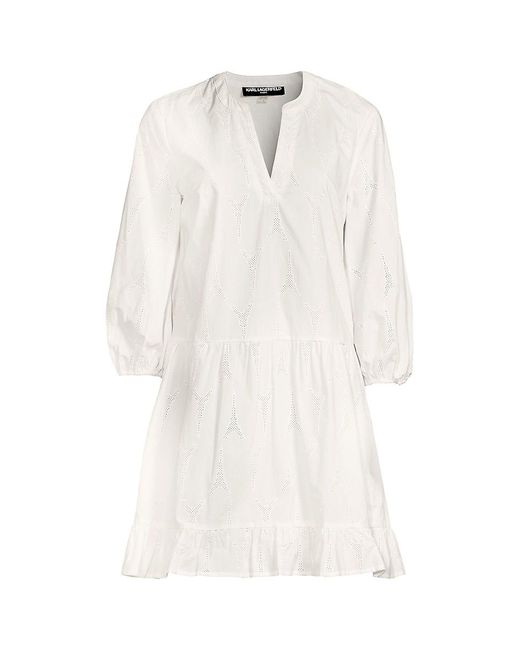 Karl Lagerfeld White Eiffel Tower Pull Sleeve Fit & Flare Mini Dress