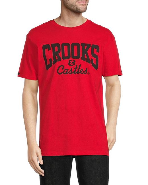 Crooks and Castles Red Two Tone Logo Tee for men