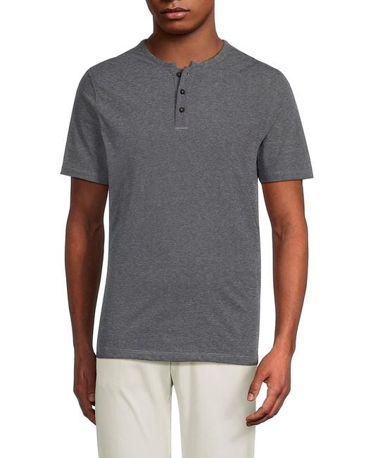 Kenneth Cole Gray Heathered Henley Shirt for men