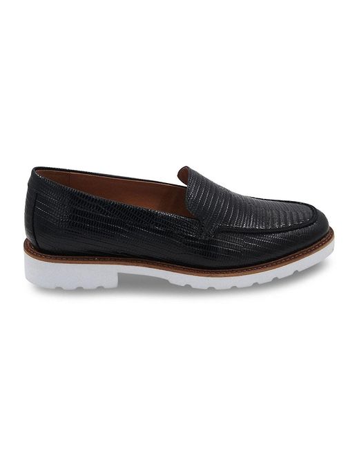 Andre Assous Snakeskin Embossed Leather Apron Toe Loafers in Black Lyst
