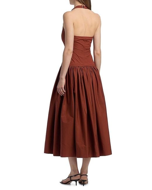A.L.C. Brown A. L.C. Nora Halterneck Stretch-Cotton Midi-Dress