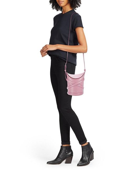 Alexander McQueen Pink Curve Leather Mini Bucket Bag