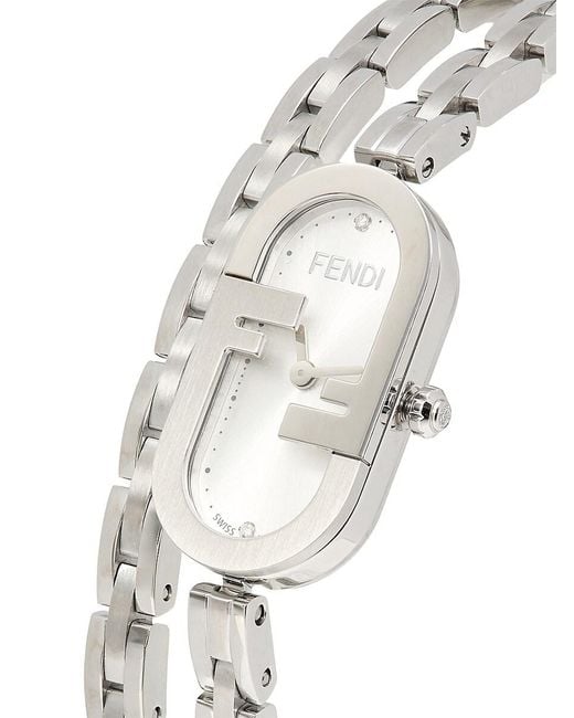 Fendi White O'lock 14.8mm Stainless Steel & 0.03 Tcw Diamond Wrap Bracelet Watch