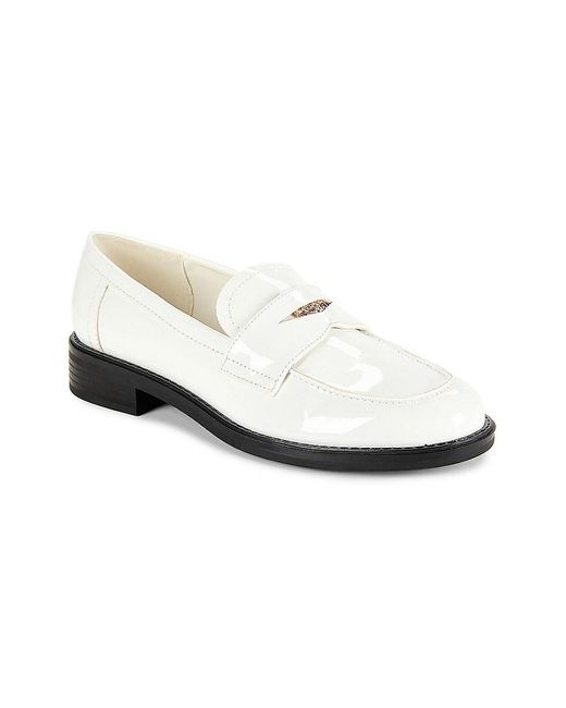 Nine West White Seeme Embellished Penny Loafers