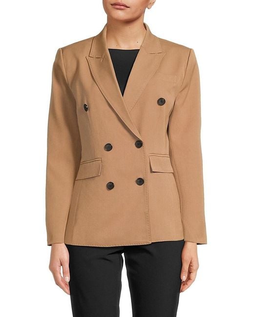 Wdny Natural Double-breasted Stretch Woven Blazer