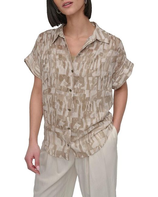 DKNY Brown City Burnout Button-Front Shirt