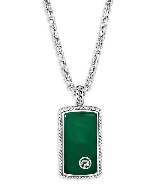 Effy Green Sterling Silver & Chalcedony Pendant Necklace for men