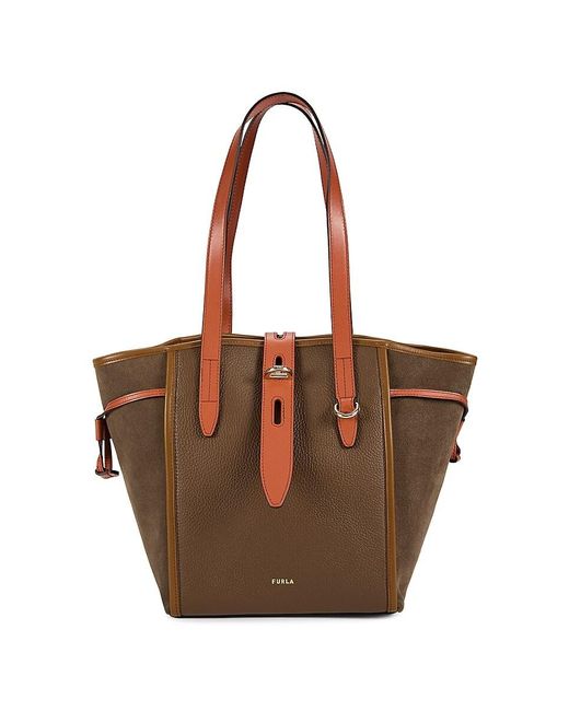 Furla Brown Leather & Suede Tote