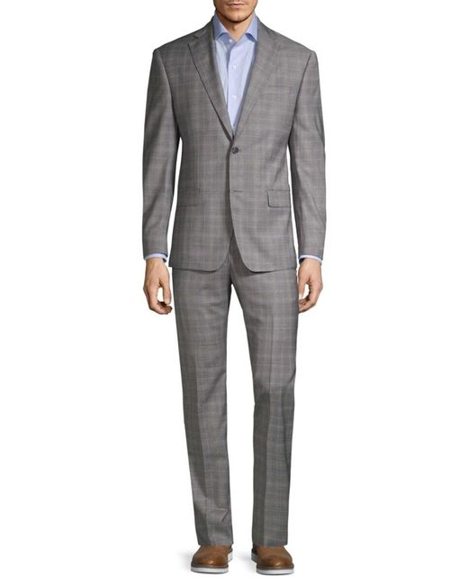Michael Kors Gray Reda Standard-fit Plaid Wool Suit for men