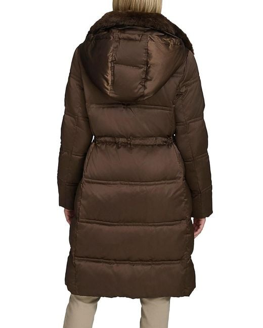 Andrew Marc Brown Emery Faux Rabbit Fur Down Parka