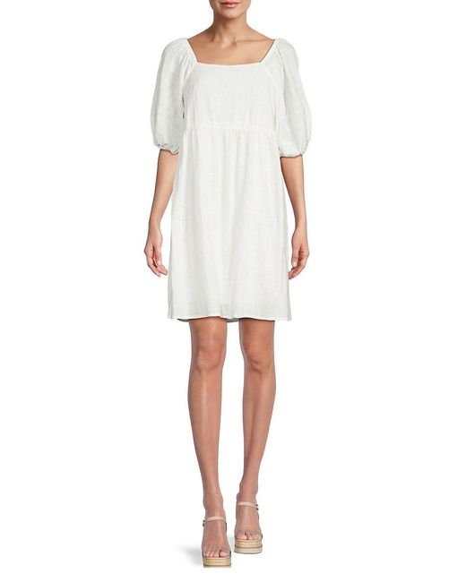Bobeau White Cotton Puff Sleeve Mini Dress