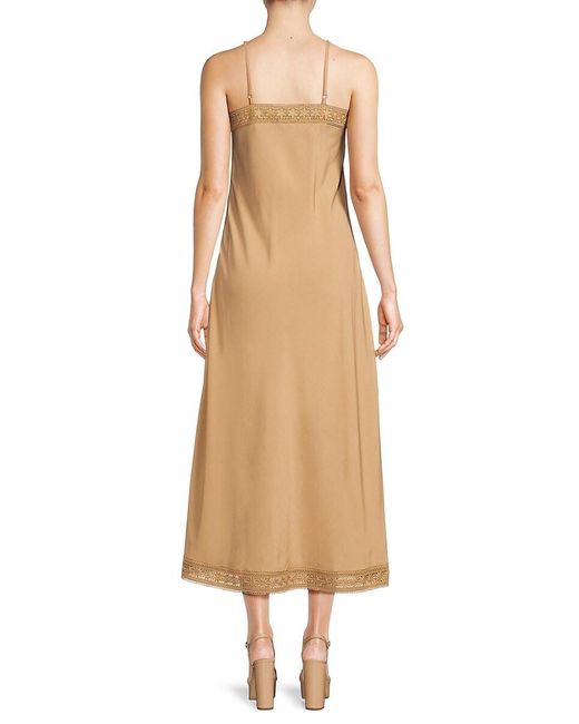Saks Fifth Avenue Natural Lace Trim Sleeveless Midi Dress