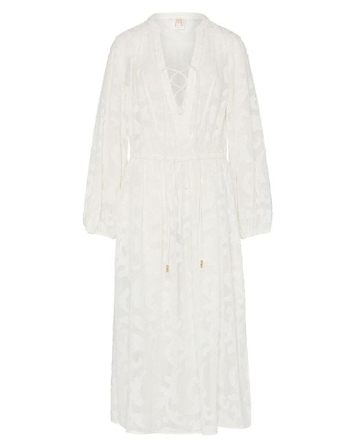 MILLY Black Scroll Burnout Tie-Waist Maxi-Dress