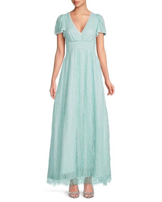 Alice + Olivia Blue Charlsie Textured Smocked Waist Gown