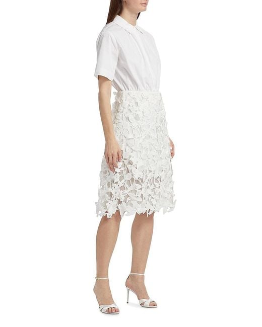 Jonathan Simkhai White Colette Mixed-Media Midi-Dress