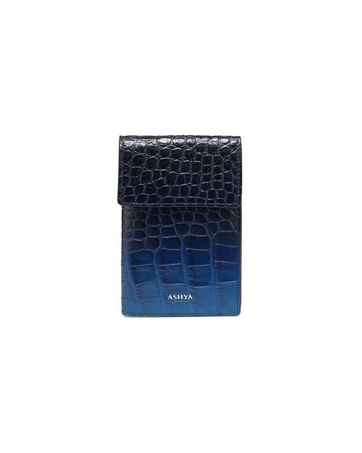Ashya Blue Logo Leather Lanyard Passport Holder for men