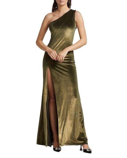 Galvan Green Off-Kilter One-Shoulder Gown