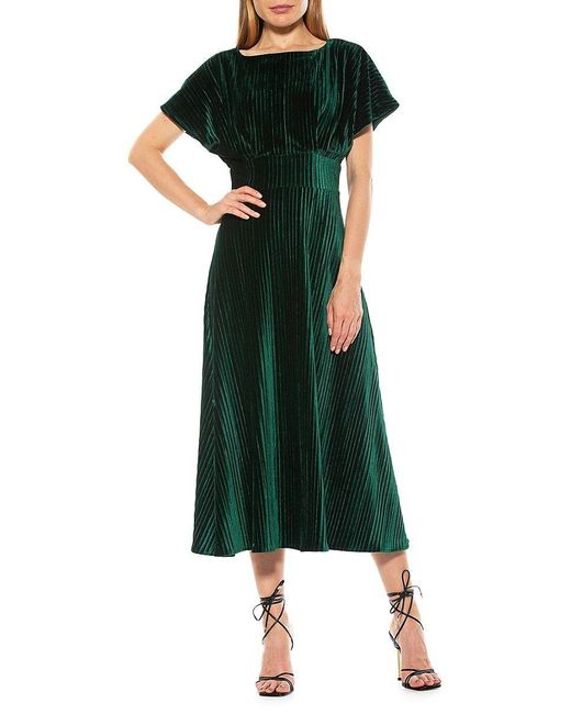 Alexia Admor Pleated Velvet Dress in Emerald (Green) Lyst