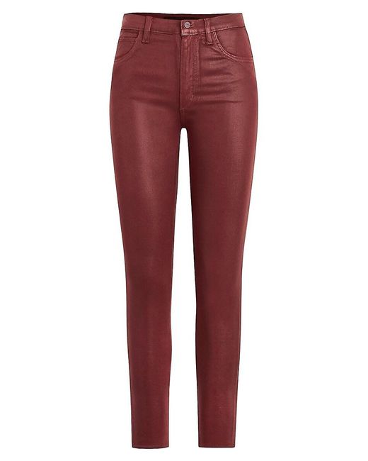 Joe's Jeans Red The Charlie High-Rise Stretch Coated Skinny Ankle Jeans