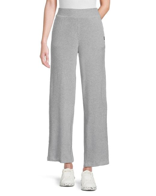 DKNY Gray Ribbed & Heathered Relaxed Fit Pants