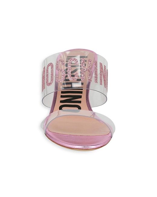 Moschino Pink Glitter Logo Sandals
