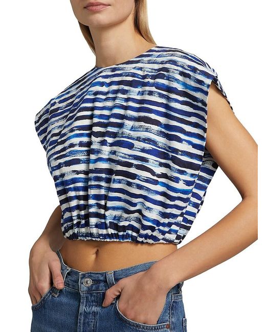 A.L.C. Blue A. L.c. Billie Linen-blend Crop Top