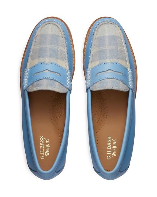 G.H.BASS Blue G. H. Bass Weejun Whitney Plaid Penny Loafers