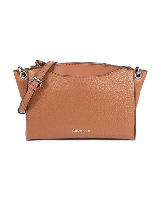 Calvin Klein Brown Garnet Textured Crossbody Bag