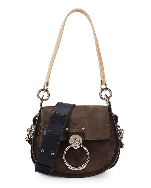 Chloé Tess Suede & Leather Crossbody Bag in Brown Black (Black) Lyst