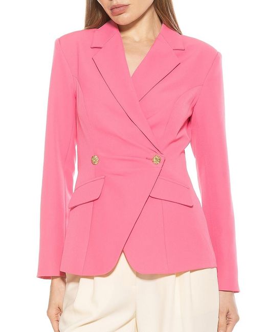 Alexia Admor Pink Tansy Draped Double Breasted Blazer
