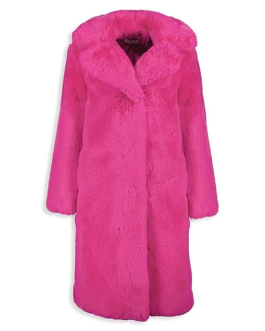 Noize Pink Savannah Longline Faux Fur Coat