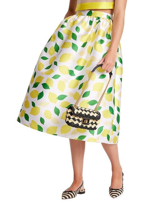 Kate Spade Yellow Lemon Print Midi Skirt