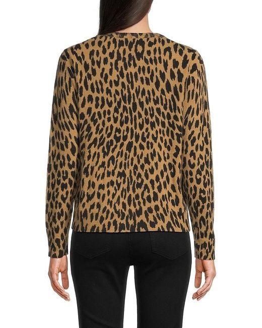 Saks Fifth Avenue Black Print 100% Cashmere Sweater