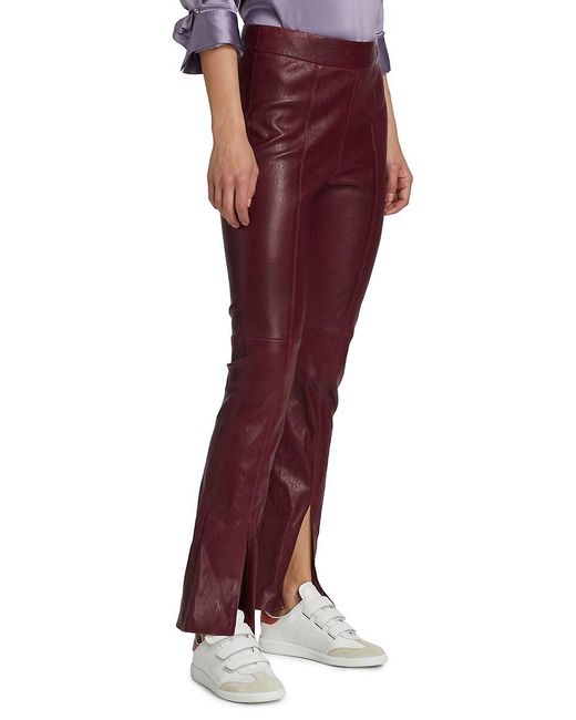 Twp Red Skinny Love Leather Slit Front Pants