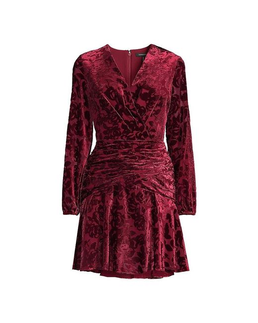 BCBGMAXAZRIA Floral Burnout Velvet Mini Dress in Red Lyst UK